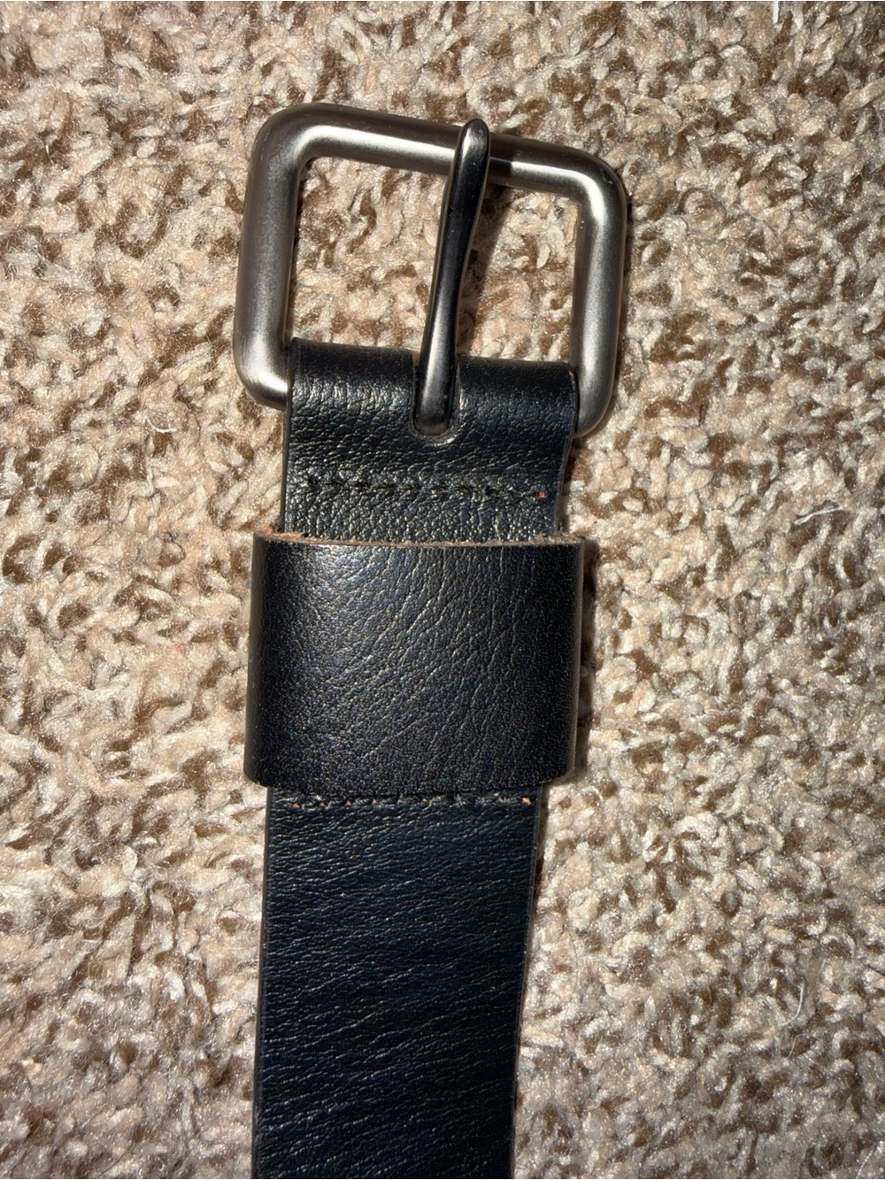 Caterpillar Black Leather Belt with Silver Buckle